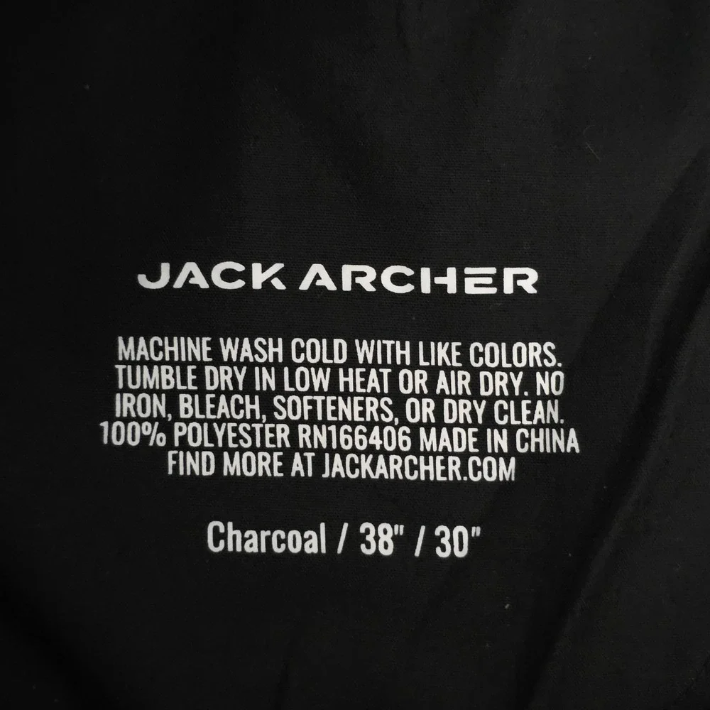 Jack Archer Men Jetsetter Pants Charcoal Gray Performance Tech Chino Size 38X29